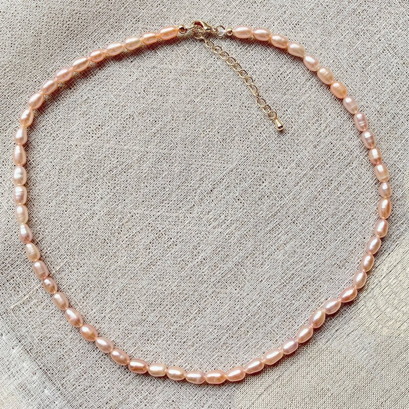 4mm Small Mini Rice Pearl Collar Vintage AA Elegant Natural Freshwater Pearl Choker Necklace Shiny White Pearl Jewelry for Women