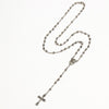 4mm stainless steel bead necklace, vintage gold rosary small necklace, female necklace Jesus cross necklace.