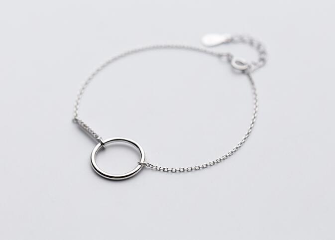 4mm tinny small 100% Real. 925 Sterling Silver Fine Jewelry Lucky Circle &Bar Chain Bracelet Charms Lady's Cute GTLS595