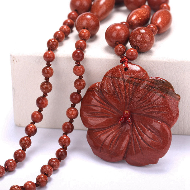 4pcs Wholesale Necklaces & Pendants Natural Stone For Women Men Black Obsidian Rainbow Beads Flowers Necklace Chain Jade Gift