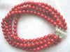4rows red coral round 4mm bracelet 7.5inch   beads nature gemstone