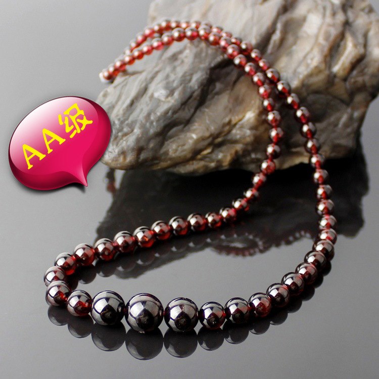 Garnet Round Beaded Necklace