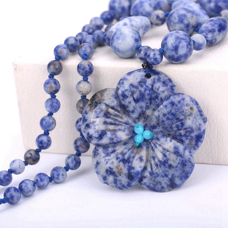 5*5cm Natural stone Flower Agate Amber Pendant Bohemian Tribal Jewelry Beaded Choker Vintage Crystal statement Necklace jewelry