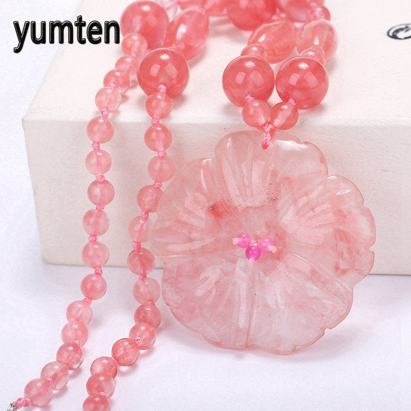 5*5cm Natural stone Flower Agate Amber Pendant Bohemian Tribal Jewelry Beaded Choker Vintage Crystal statement Necklace jewelry