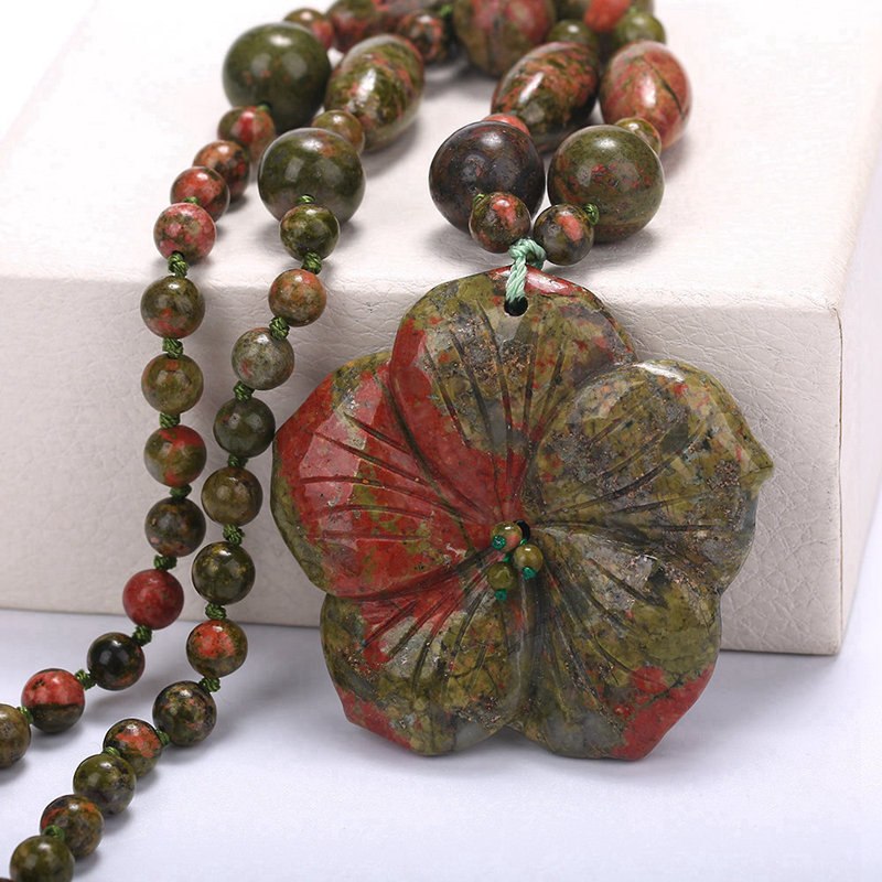 5*5cm Natural stone Flower Agate Amber Pendant Bohemian Tribal Jewelry Beaded Choker Vintage Crystal statement Necklace jewelry