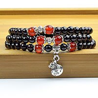 5-6mm GradeA Natural Garnet beaded Bracelet Tibetan Buddhist 108 Prayer Beads Necklace Gourd Mala Prayer Bracelet for Meditation