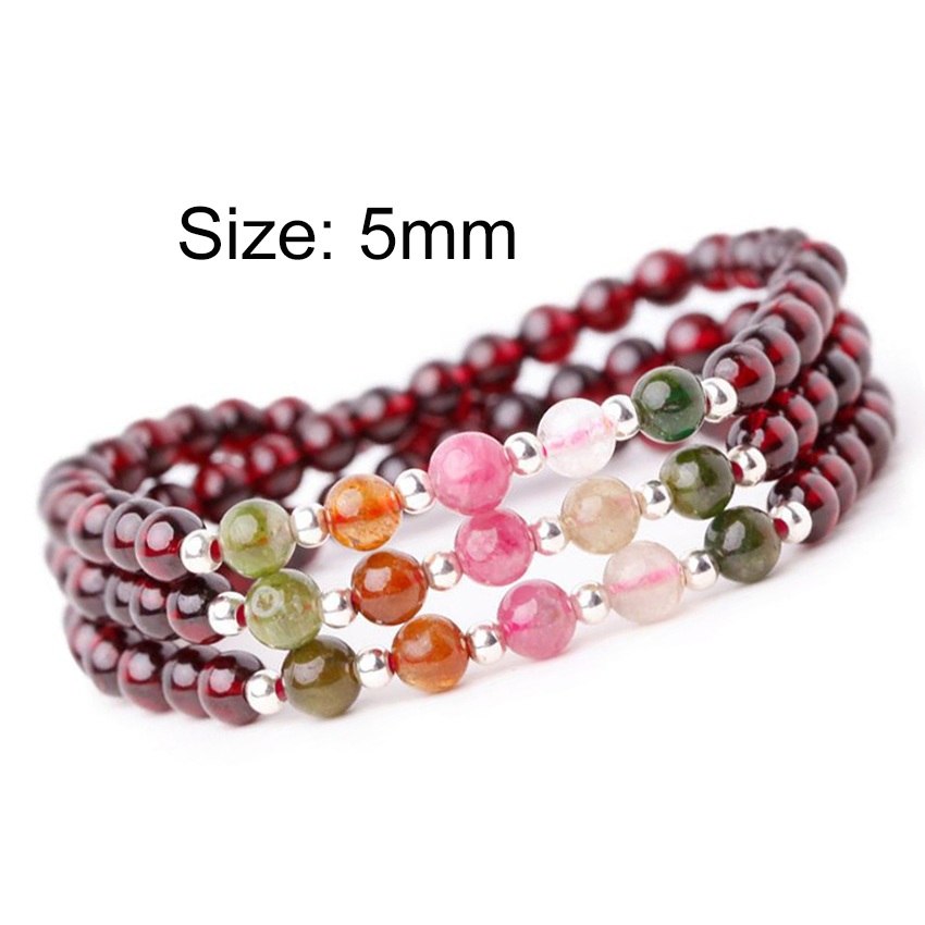 5-6mm Wine Red Garnet Stone Bracelet Tourmaline 925 Silver Bracelets Birthd Gift Wrap Bracelets For Women