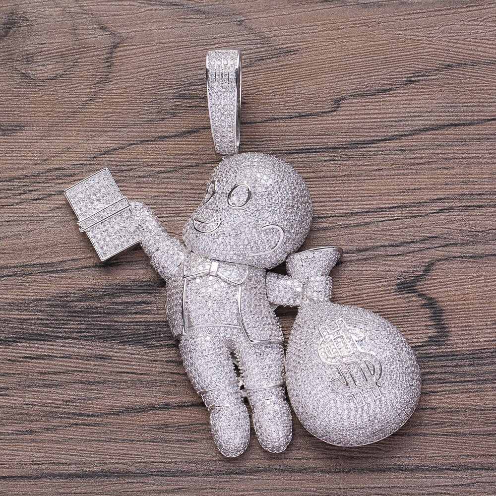 5 Colors Large Size  Brass CZ stone pendant Hip hop Necklace Jewelry Bling Bling Iced Out CN044