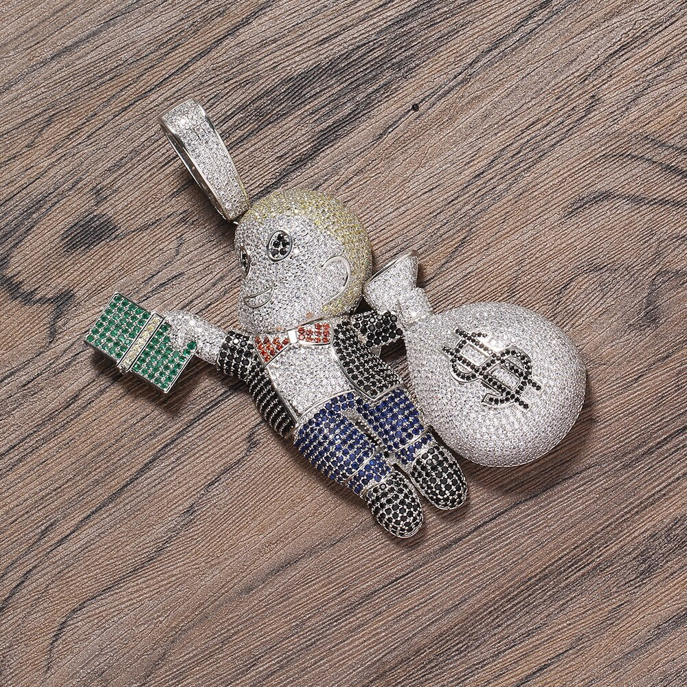 5 Colors Large Size  Brass CZ stone pendant Hip hop Necklace Jewelry Bling Bling Iced Out CN044