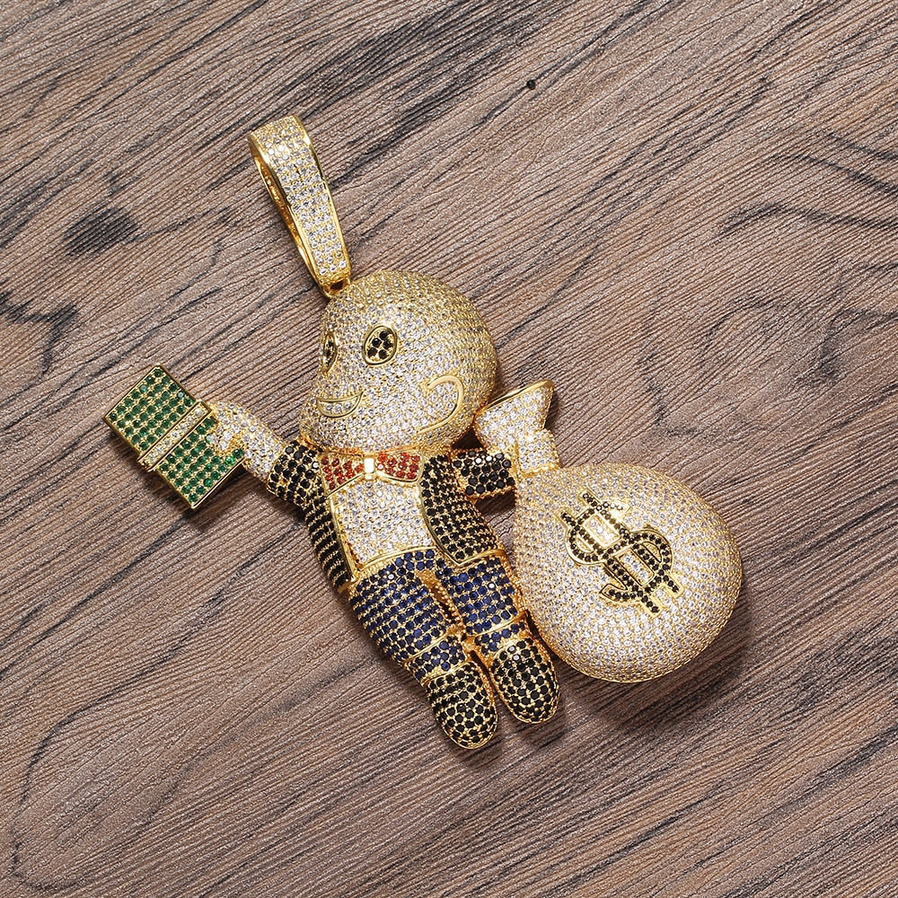 5 Colors Large Size  Brass CZ stone pendant Hip hop Necklace Jewelry Bling Bling Iced Out CN044