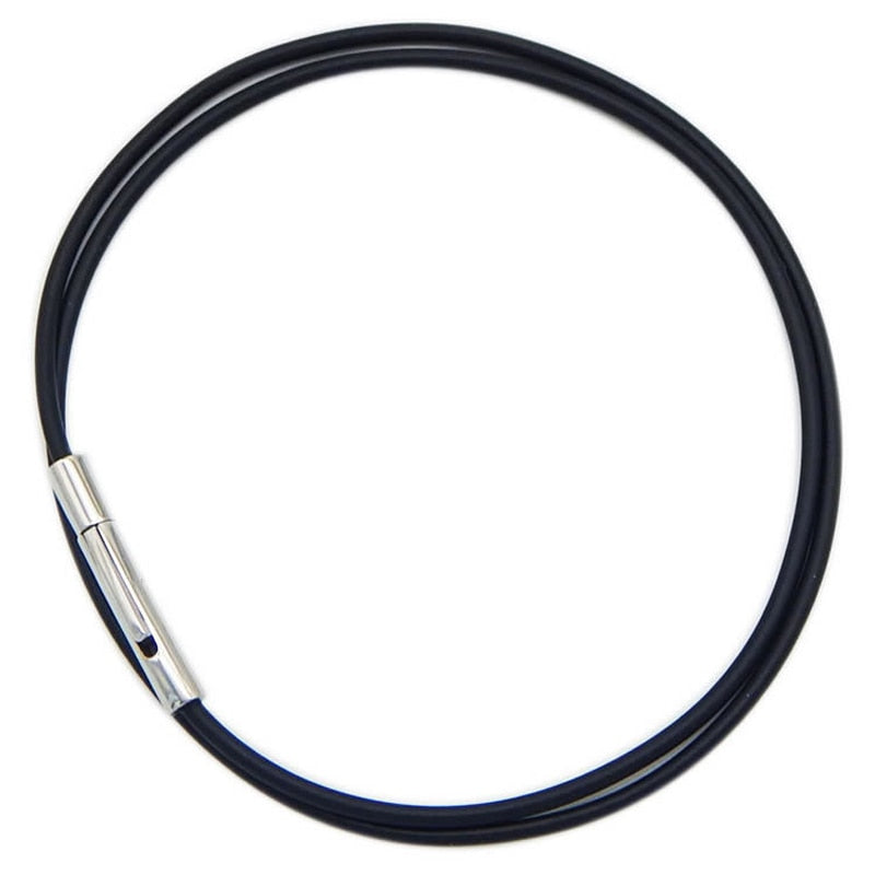 5 Sizes Black Leather Cord Wax Rope Chain DIY Stainless Steel Tube Clasp Necklace Jewelry Accessories 2MM