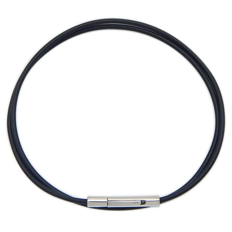 5 Sizes Black Leather Cord Wax Rope Chain DIY Stainless Steel Tube Clasp Necklace Jewelry Accessories 2MM