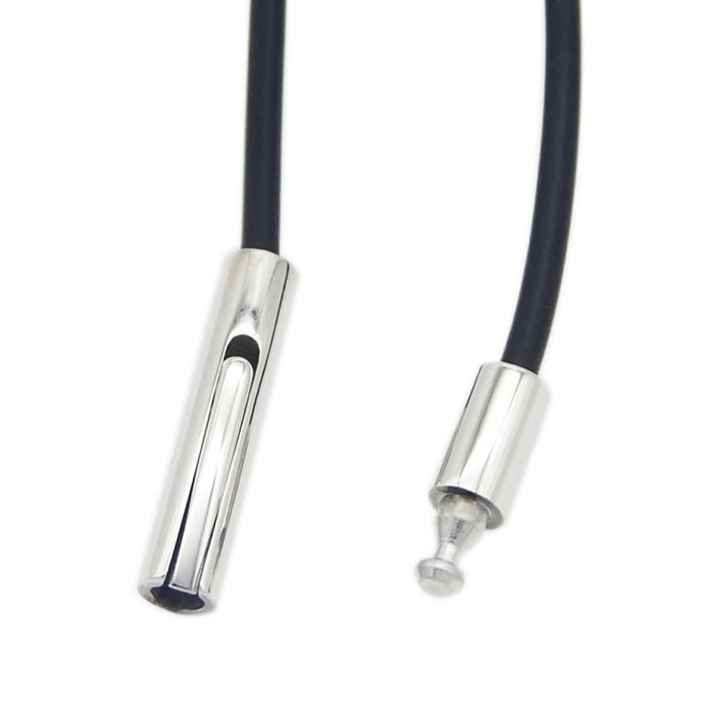 5 Sizes Black Leather Cord Wax Rope Chain DIY Stainless Steel Tube Clasp Necklace Jewelry Accessories 2MM