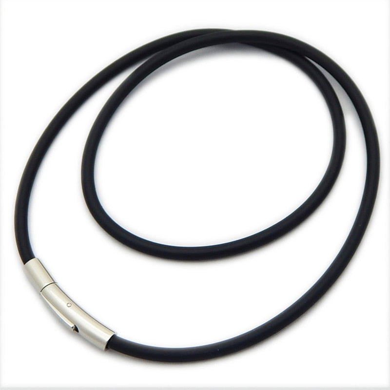 5 Sizes Black Leather Cord Wax Rope Chain DIY Stainless Steel Tube Clasp Necklace Jewelry Accessories 2MM