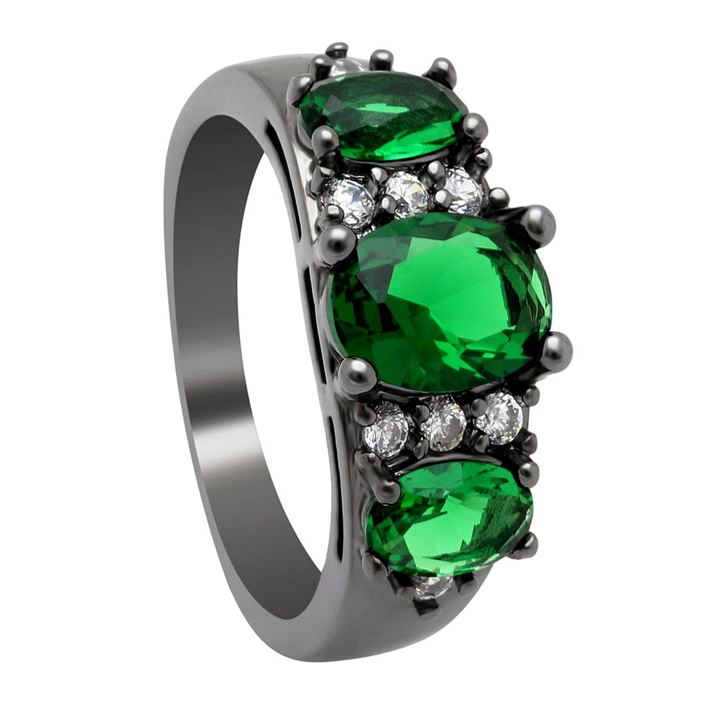 50% off Black Gold Color ring for women bridal fashion jewelry gift blue green red Flower CZ crystal wedding engagement rings