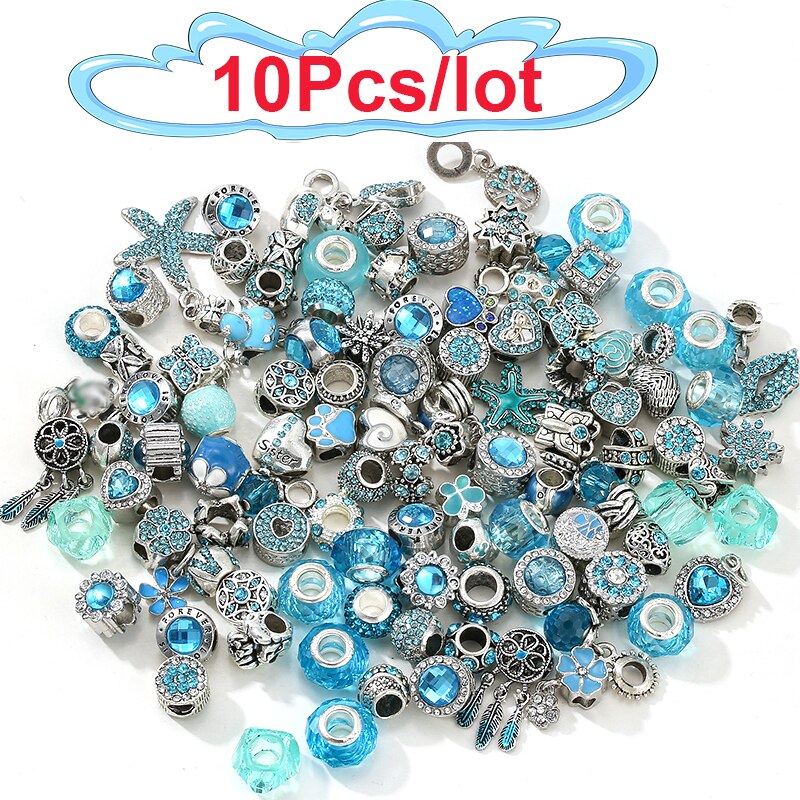 50Pcs/100Pcs Sparkling Mixed Random Delivery Charm Beads Original Brand Bracelet Necklaces Women Jewelry Accessories