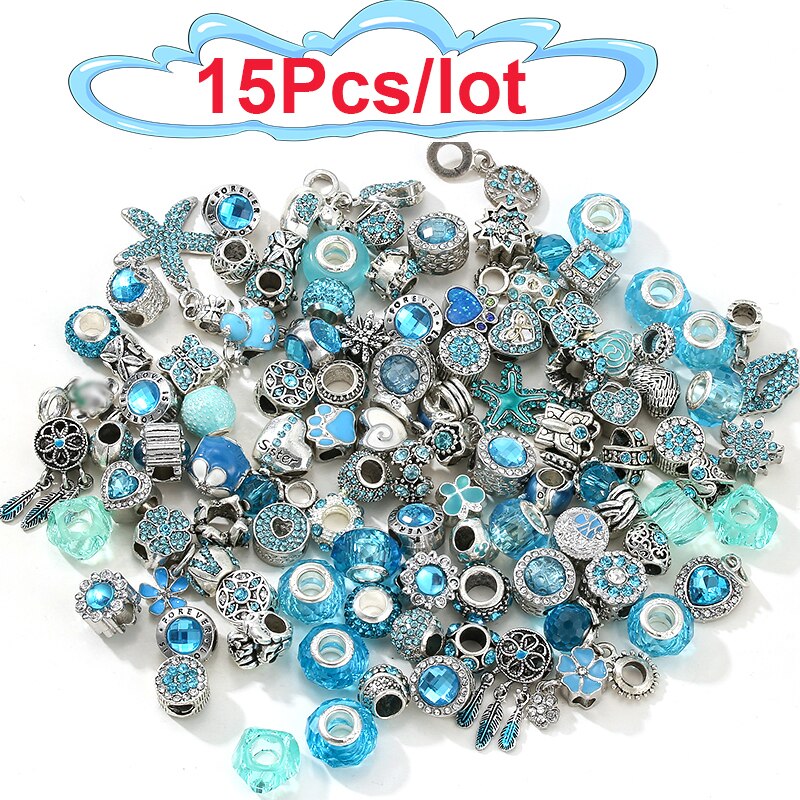 50Pcs/100Pcs Sparkling Mixed Random Delivery Charm Beads Original Brand Bracelet Necklaces Women Jewelry Accessories