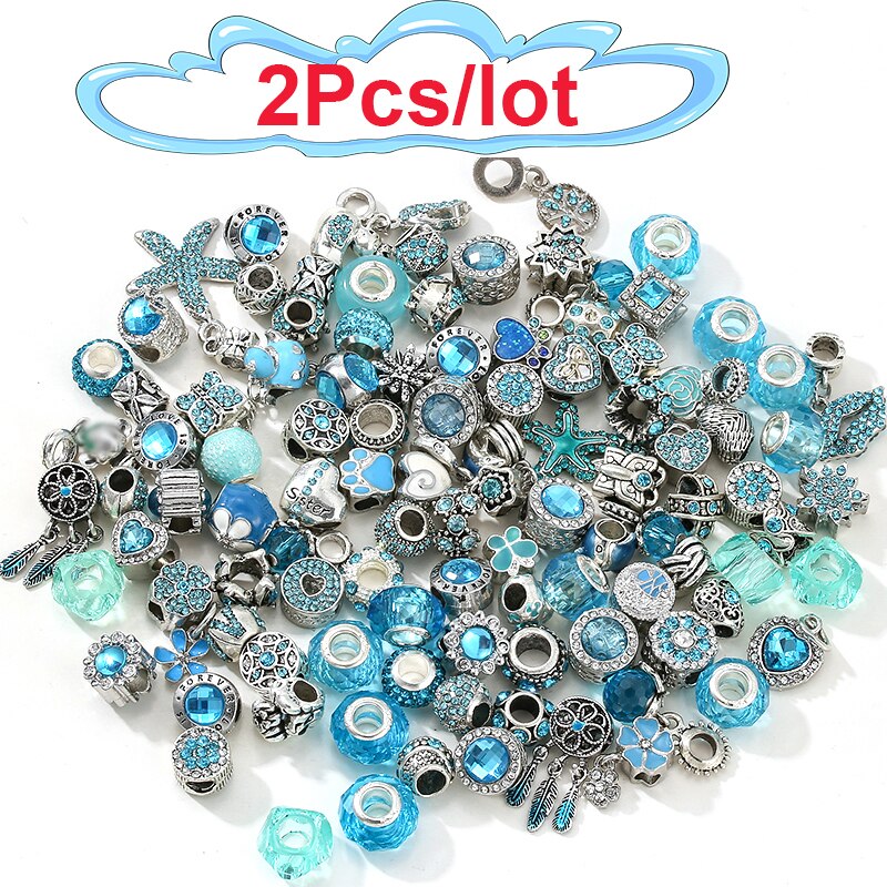 50Pcs/100Pcs Sparkling Mixed Random Delivery Charm Beads Original Brand Bracelet Necklaces Women Jewelry Accessories