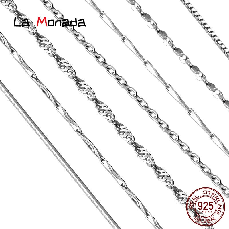 50cm 55cm 60cm Female Necklace For Women On Neck Silver 925 Chain Necklaces Women Pendant Girls  Jewelry Minimalist