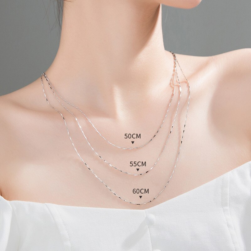 50cm 55cm 60cm Female Necklace For Women On Neck Silver 925 Chain Necklaces Women Pendant Girls  Jewelry Minimalist