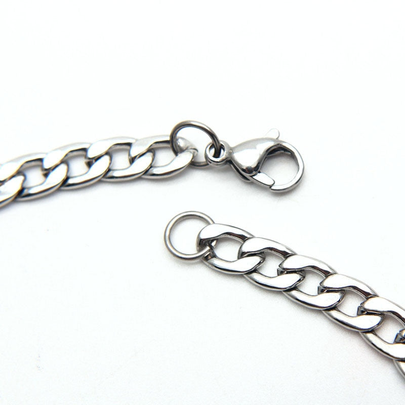 50cm 60cm 70cm Figaro Link Chain Jewelry Classic Curb Necklace 3-6MM Stainless Steel Silver Color Chain for Men Women