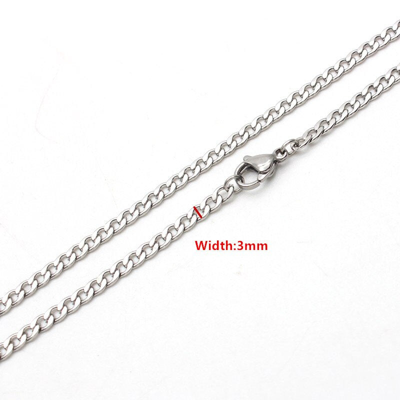 50cm 60cm 70cm Figaro Link Chain Jewelry Classic Curb Necklace 3-6MM Stainless Steel Silver Color Chain for Men Women