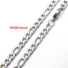 50cm 60cm 70cm Figaro Link Chain Jewelry Classic Curb Necklace 3-6MM Stainless Steel Silver Color Chain for Men Women
