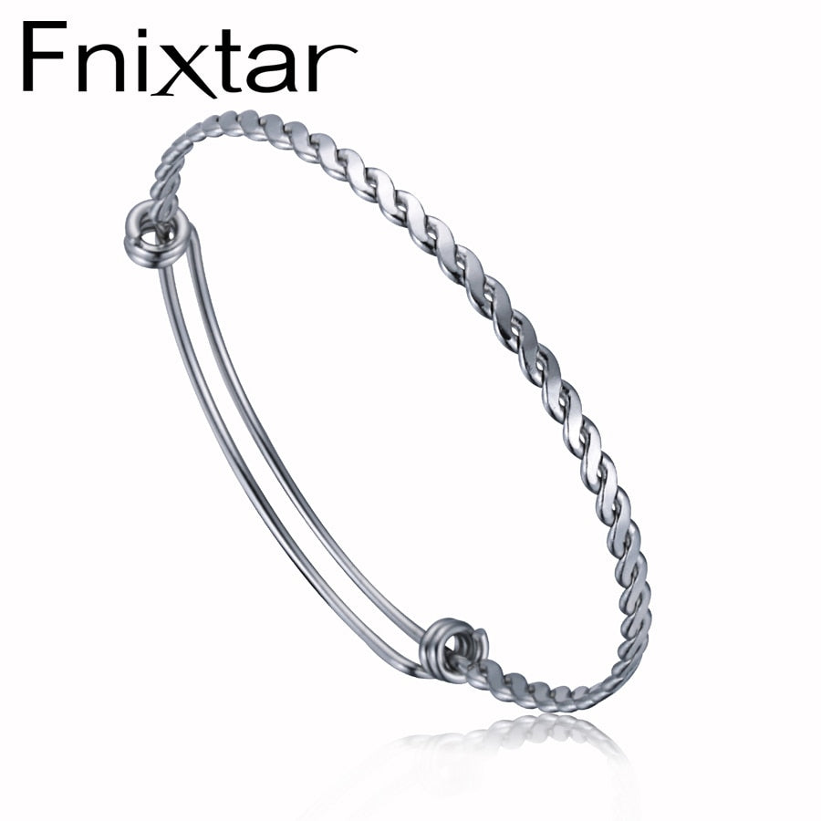 50pcs/lot China Fashion Bangle, Twist Wire Bangle Bracelet,Custom Charm Bracelet, Stainless Steel Adjustable Twisted Bangles