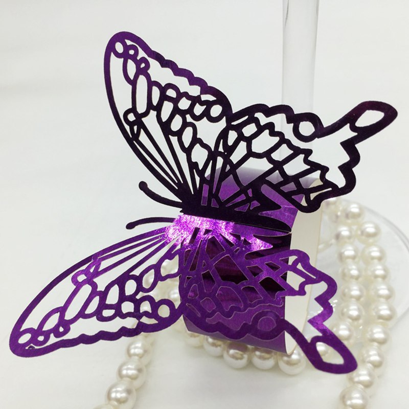 50pcs/lot White Butterfly Design Table Paper Napkin Rings for Wedding Party Decoration Serviette Porta Guardanapo