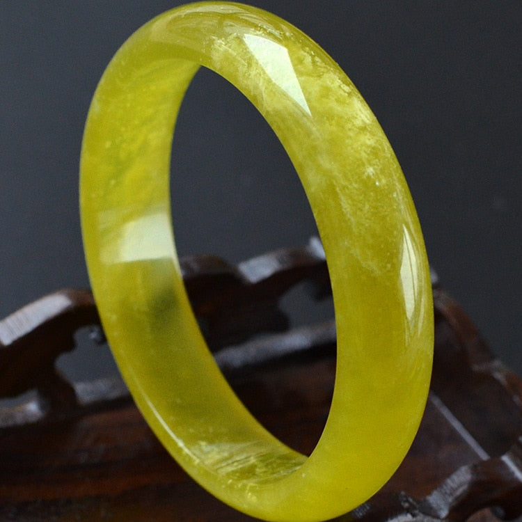 58-61mm Inner Diameter Grade A High Quality Natural Yellow Jade Bangles Fine Gemstone Jade Bracelet Jewelry For Women Gifts