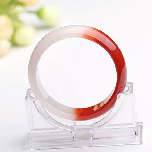 58-66mm Inner Diameter Grade A High Quality Natural White Red Agate Bangle Fine Gemstone Agate Bracelet Jewelry For Women Gifts
