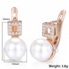 585 Rose Gold Filled Stud Earrings For Women Leaf Shaped Simulated Pearl Earrings Fashion Jewelry GE172