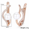 585 Rose Gold Filled Stud Earrings For Women Leaf Shaped Simulated Pearl Earrings Fashion Jewelry GE172