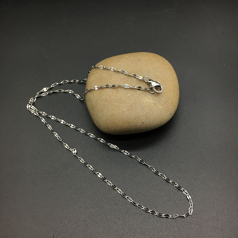 5PCS Exquisite Vintage Stainless Steel Lip Chain Thin and light Flake Necklace for Women Lovers Party Birthday Present 2 Styles