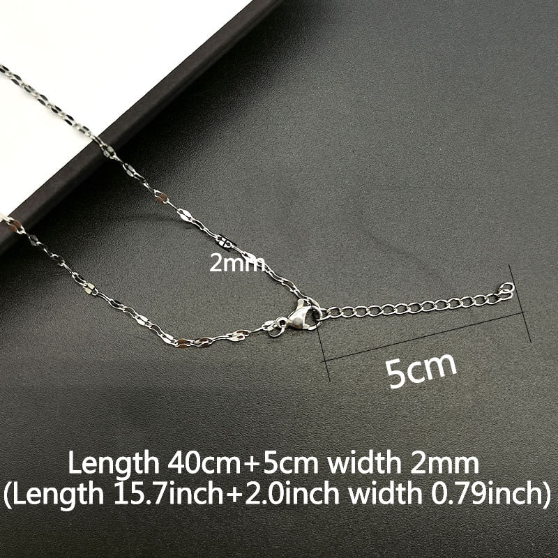 5PCS Exquisite Vintage Stainless Steel Lip Chain Thin and light Flake Necklace for Women Lovers Party Birthday Present 2 Styles