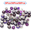 5Pcs/30Pcs  Random Delivery Purple Glass Beads Charm Brand Necklaces Bracelet For Women Men Jewelry Making