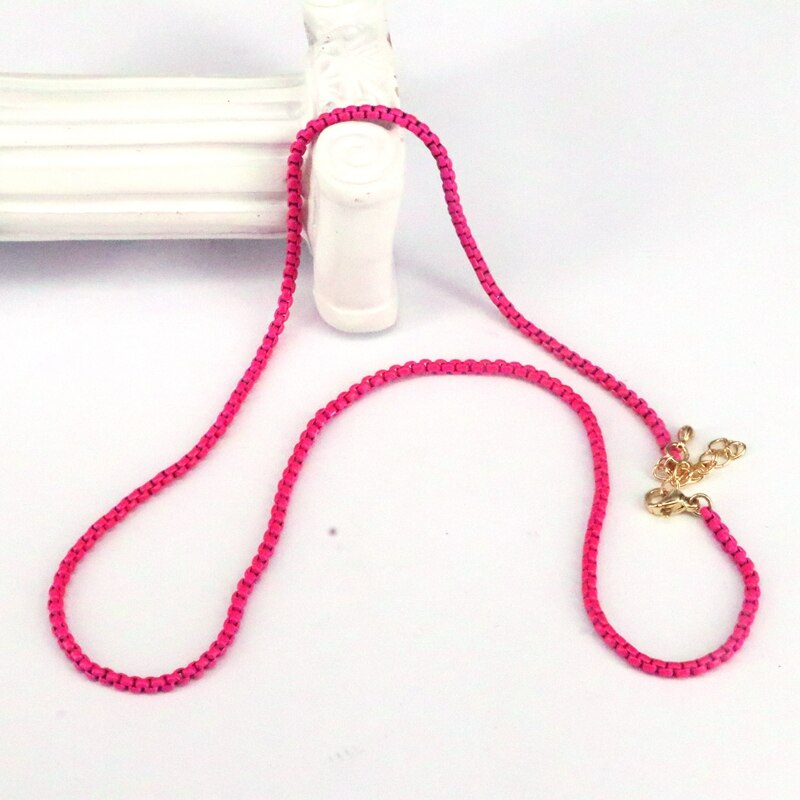5Pcs Colorful enamel chain necklace, box chain choker necklace, Enamel Pop Chain Necklaces, minimalist fine necklace