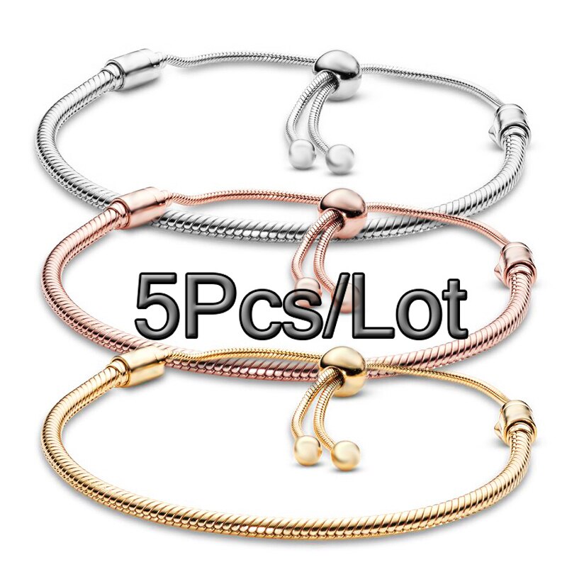 5Pcs/Lot Adjustable Size Chain Charm Bracelets Silver Color Brand Bracelet For Women Men Pulseras Jewelry Gift