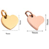 5Pcs/Lot Gold/Rose Gold Stainless Steel Blank Heart Dog Tag Charm 9*9mm Mirror Polished Pendant Necklace Jewelry Findings