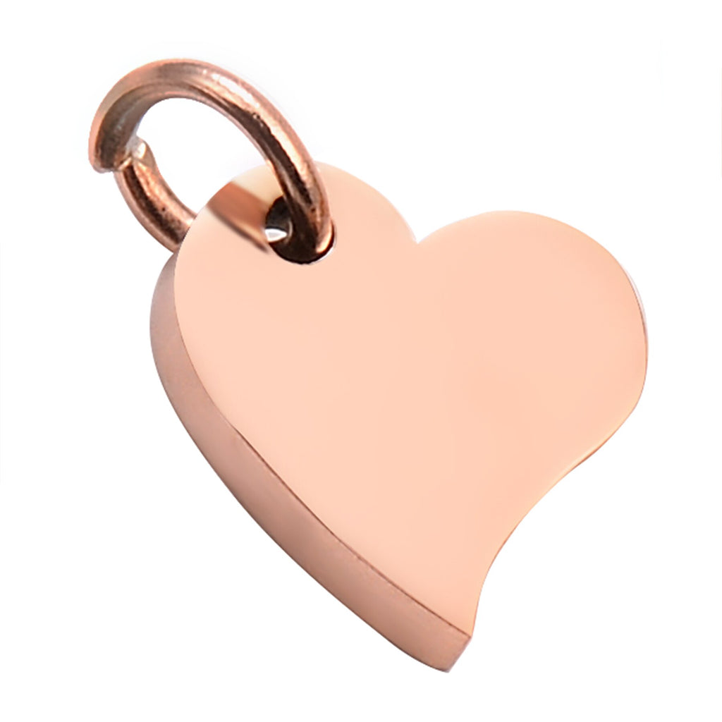 5Pcs/Lot Gold/Rose Gold Stainless Steel Blank Heart Dog Tag Charm 9*9mm Mirror Polished Pendant Necklace Jewelry Findings