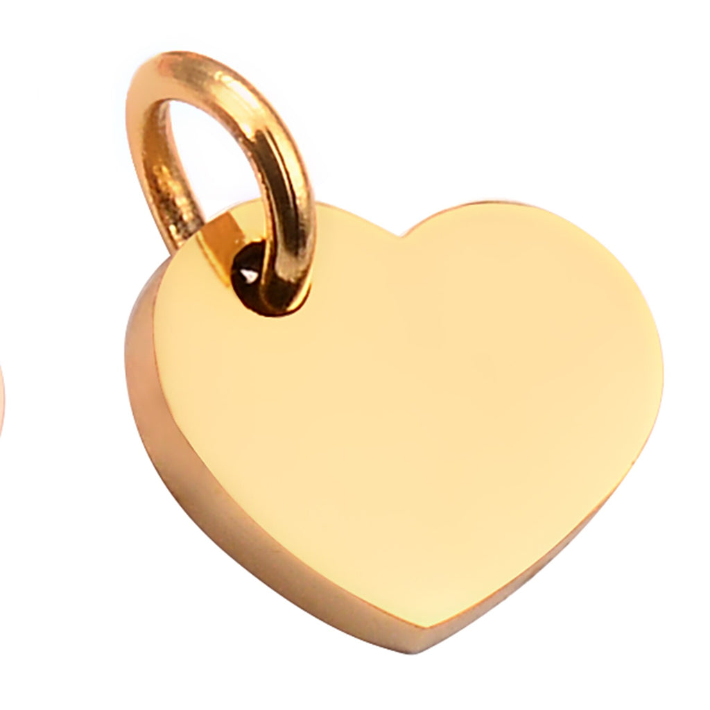 5Pcs/Lot  Stainless Steel Blank Heart Dog Tag Charm 9*9mm Mirror Polished Pendant Necklace Jewelry Makings