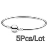 5Pcs/Lot Silver Color Chain Charm Bracelets With 17/19/21cm Brand Bracelet Bangles For Women Men Pulseras Jewelry Gift