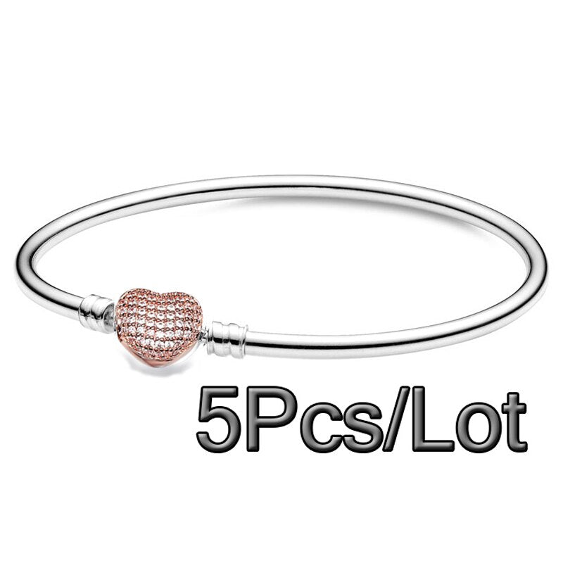5Pcs/Lot Silver Color Chain Charm Bracelets With 17/19/21cm Brand Bracelet Bangles For Women Men Pulseras Jewelry Gift