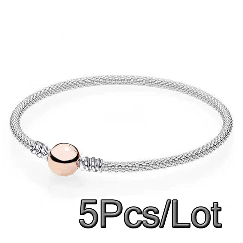 5Pcs/Lot Silver Color Chain Charm Bracelets With 17/19/21cm Brand Bracelet Bangles For Women Men Pulseras Jewelry Gift
