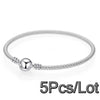 5Pcs/Lot Silver Color Chain Charm Bracelets With 17/19/21cm Brand Bracelet Bangles For Women Men Pulseras Jewelry Gift