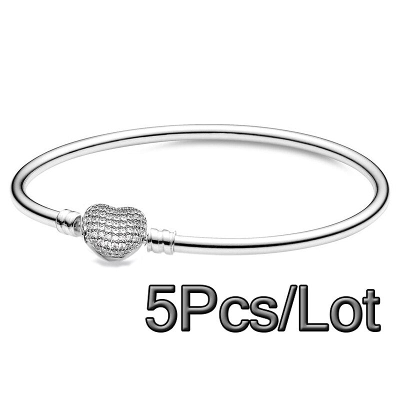5Pcs/Lot Silver Color Chain Charm Bracelets With 17/19/21cm Brand Bracelet Bangles For Women Men Pulseras Jewelry Gift
