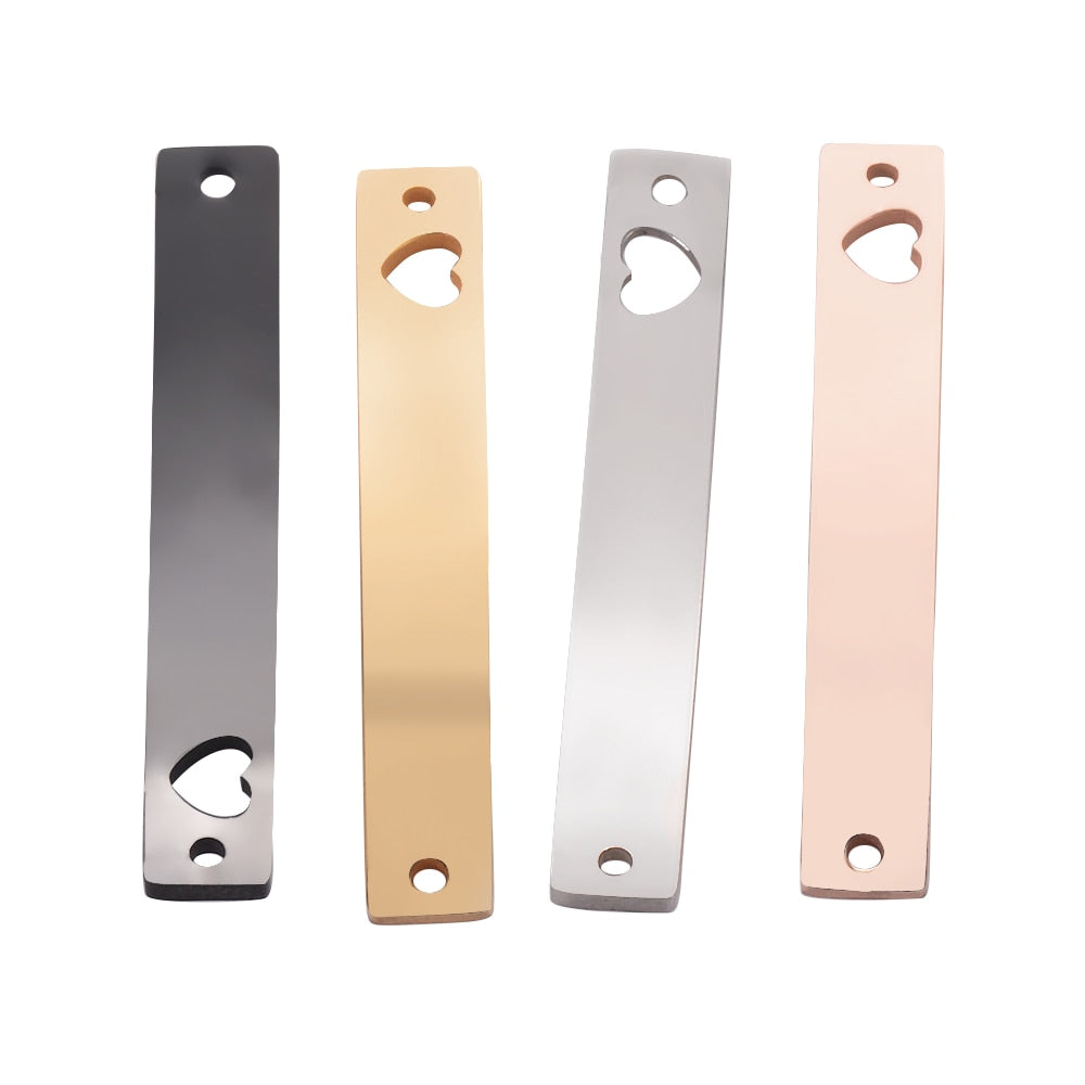 5Pcs Stainless Steel Mirror Polished Blank Bar Dog Tags Pendant Men Women Bracelet Necklace DIY For Jewelry Makings