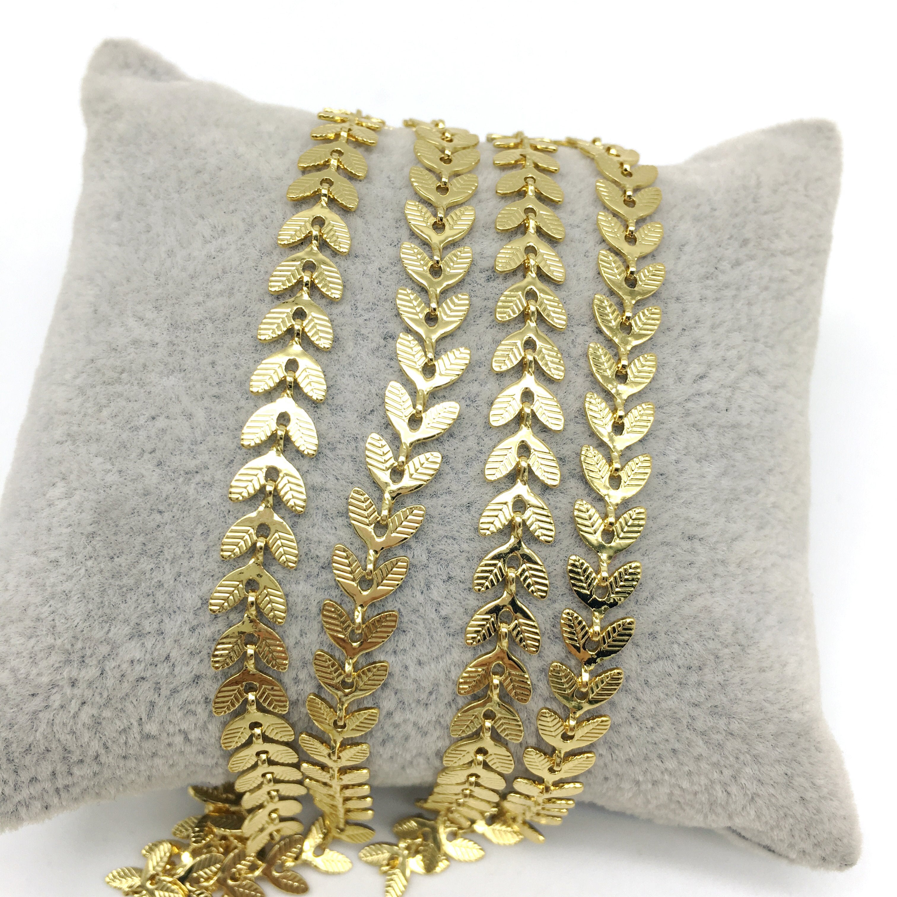 5meters 6x7mm Wheatear Wire Wrapped Leaf Charms Copper BrassChains,Leaves Rosary Style Chain Jewelry Connectors Findings Chokers