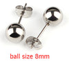 5pair/lot Stainless Steel Stud Earrings Ear Cuff Jewellery For Wedding Round Ball Ear Cuff For DIY Jewelry Finding F2259