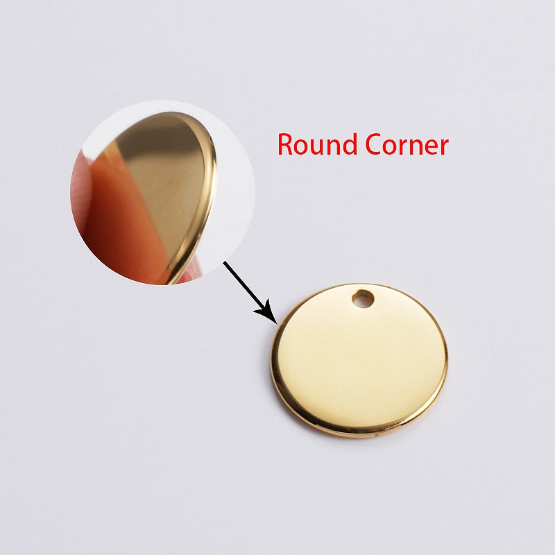 5pc Stainless Steel Round Blank Tag Pendants Charms Accessories Custom Logo Acceptable for DIY Necklace Bracelet Jewelry Making